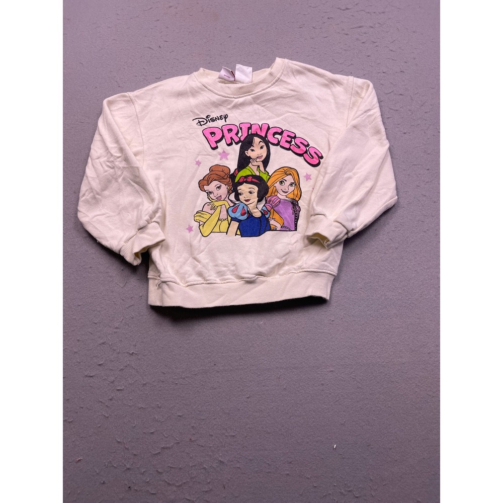 Zara Disney Princess Sweatshirt Cotton Blend Cream Graphic 5-6 Years 116 Girls